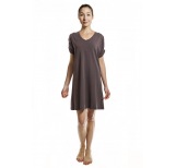Ruched Sleeve Dress - Brown