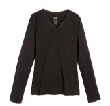Langarm-Shirt, V-Ausschnitt - black