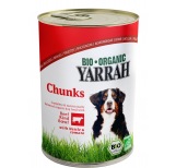 Canned dog food chunks with beef